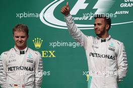 2nd place Nico Rosberg (GER) Mercedes AMG Petronas F1 W07 and 1st place Lewis Hamilton (GBR) Mercedes AMG F1 W07 . 23.10.2016. Formula 1 World Championship, Rd 18, United States Grand Prix, Austin, Texas, USA, Race Day.