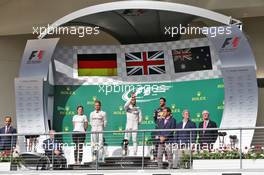The podium (L to R): Victoria Vowles (GBR) Mercedes AMG F1 Partner Services Director; Nico Rosberg (GER) Mercedes AMG F1, second; Lewis Hamilton (GBR) Mercedes AMG F1, race winner; Daniel Ricciardo (AUS) Red Bull Racing, third. 23.10.2016. Formula 1 World Championship, Rd 18, United States Grand Prix, Austin, Texas, USA, Race Day.
