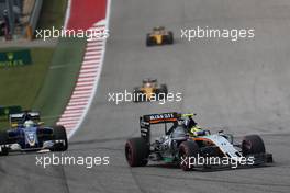 Sergio Perez (MEX) Force India F1 VJM09. 23.10.2016. Formula 1 World Championship, Rd 18, United States Grand Prix, Austin, Texas, USA, Race Day.