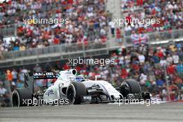 Felipe Massa (BRA) Williams Martini Racing FW38. 23.10.2016. Formula 1 World Championship, Rd 18, United States Grand Prix, Austin, Texas, USA, Race Day.