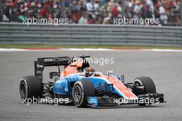 Pascal Wehrlein (GER) Manor Racing MRT. 23.10.2016. Formula 1 World Championship, Rd 18, United States Grand Prix, Austin, Texas, USA, Race Day.