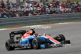 Pascal Wehrlein (GER) Manor Racing MRT. 23.10.2016. Formula 1 World Championship, Rd 18, United States Grand Prix, Austin, Texas, USA, Race Day.