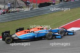 Pascal Wehrlein (GER) Manor Racing MRT and Esteban Ocon (FRA) Manor Racing. 23.10.2016. Formula 1 World Championship, Rd 18, United States Grand Prix, Austin, Texas, USA, Race Day.