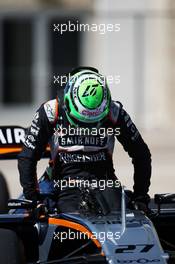 Nico Hulkenberg (GER) Sahara Force India F1 VJM09 in qualifying parc ferme. 22.10.2016. Formula 1 World Championship, Rd 18, United States Grand Prix, Austin, Texas, USA, Qualifying Day.