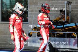 (L to R): Sebastian Vettel (GER) Ferrari and team mate Kimi Raikkonen (FIN) Ferrari in qualifying parc ferme. 22.10.2016. Formula 1 World Championship, Rd 18, United States Grand Prix, Austin, Texas, USA, Qualifying Day.