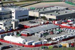 The paddock and TV compound. 22.10.2016. Formula 1 World Championship, Rd 18, United States Grand Prix, Austin, Texas, USA, Qualifying Day.