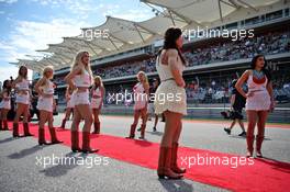 Grid girls on the drivers parade. 23.10.2016. Formula 1 World Championship, Rd 18, United States Grand Prix, Austin, Texas, USA, Race Day.