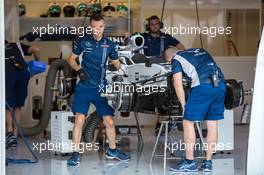 Williams FW38 being built. 20.10.2016. Formula 1 World Championship, Rd 18, United States Grand Prix, Austin, Texas, USA, Preparation Day.