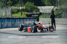 Callum Ilott (GBR) Van Amersfoort Racing Dallara F312 - Mercedes-Benz, crash,  25.06.2016. FIA F3 European Championship 2016, Round 5, Race 1, Norisring, Germany