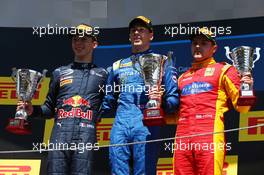 Race 2, 1st position Alex Lynn (GBR) Dams, 2nd position Pierre Gasly (FRA) PREMA Racing and 3rd position Jordan King (GBR) Racing Engineering 15.05.2016. GP2 Series, Rd 1, Barcelona, Spain, Sunday.