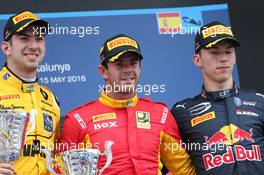 Race 1, 1st position  Norman Nato (FRA) Racing Engineering, 2nd position Nicolas Latifi (CAN) Dams and 3rd position Pierre Gasly (FRA) PREMA Racing 14.05.2016. GP2 Series, Rd 1, Barcelona, Spain, Saturday.