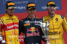 Race 1, 1st position Pierre Gasly (FRA) PREMA Racing, 2nd position  Antonio Giovinazzi (ITA) PREMA Racing and 3rd position Oliver Rowland (GBR) MP Motorsport 09.07.2016. GP2 Series, Rd 5, Silverstone, England, Saturday.