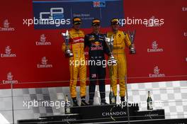 Race 1, 1st position Pierre Gasly (FRA) PREMA Racing, 2nd position  Antonio Giovinazzi (ITA) PREMA Racing and 3rd position Oliver Rowland (GBR) MP Motorsport 09.07.2016. GP2 Series, Rd 5, Silverstone, England, Saturday.