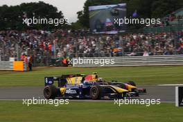 Race 2, Nicolas Latifi (CAN) Dams and Pierre Gasly (FRA) PREMA Racing 10.07.2016. GP2 Series, Rd 5, Silverstone, England, Sunday.