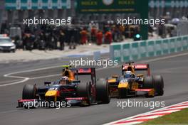 Race 2, Pierre Gasly (FRA) PREMA Racing and Antonio Giovinazzi (ITA) PREMA Racing 02.10.2016. GP2 Series, Rd 10, Sepang, Malaysia, Sunday.