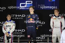 Race 1, 1st place Pierre Gasly (FRA) PREMA Racing, 2nd place Nobuharu Matsushita (JAP) Art Grand Prix and 3rd place Artem Markelov (Rus) Russian Time 26.11.2016. GP2 Series, Rd 11, Yas Marina Circuit, Abu Dhabi, UAE, Saturday.