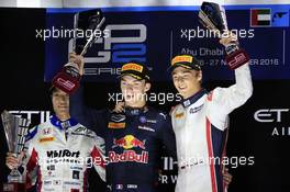 Race 1, 1st place Pierre Gasly (FRA) PREMA Racing, 2nd place Nobuharu Matsushita (JAP) Art Grand Prix and 3rd place Artem Markelov (Rus) Russian Time 26.11.2016. GP2 Series, Rd 11, Yas Marina Circuit, Abu Dhabi, UAE, Saturday.