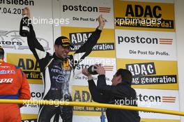 Podium: #63 GRT Grasser-Racing-Team, Lamborghini Huracán GT3: Rolf Ineichen with Gottfried Grasser, Team Principal Grasser Racing Team.15.-17.04.2016, ADAC GT-Masters, Round 1, Motorsport Arena Oschersleben, Germany.