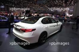 Alfa Romeo Giulia 01-02.03.2016. Geneva International Motor Show, Geneva, Switzerland. www.xpbimages.com, EMail: requests@xpbimages.com - copy of publication required for printed pictures. Every used picture is fee-liable. © Copyright: Photo4 / XPB Images