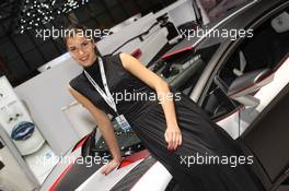 Stand Girl 01-02.03.2016. Geneva International Motor Show, Geneva, Switzerland. www.xpbimages.com, EMail: requests@xpbimages.com - copy of publication required for printed pictures. Every used picture is fee-liable. © Copyright: Photo4 / XPB Images