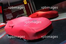 Ferrari GTC4 Lusso covered with red canvas 01-02.03.2016. Geneva International Motor Show, Geneva, Switzerland. www.xpbimages.com, EMail: requests@xpbimages.com - copy of publication required for printed pictures. Every used picture is fee-liable. © Copyright: Photo4 / XPB Images