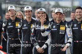 Nürburgring (GER) 24th May 2017. group picture, #19 BMW M6 GT3, Schubert Motorsport, Jens Klingmann (GER), John Edwards (USA), Tom Onslow-Cole (GBR).  #20 BMW M6 GT3, Schubert Motorsport, Jörg Müller (GER), Kuno Wittmer (CAN).