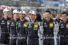 Nürburgring (GER) 24th May 2017. group picture, #19 BMW M6 GT3, Schubert Motorsport, Jens Klingmann (GER), John Edwards (USA), Tom Onslow-Cole (GBR).  #20 BMW M6 GT3, Schubert Motorsport, Jörg Müller (GER), Bruno Spengler (CAN), Kuno Wittmer (CAN).