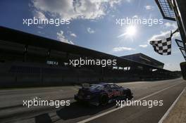 Race winner Mattias Ekstrom (SWE) Audi Sport Team Abt Sportsline, Audi A5 DTM takes the chequered flag at the end of the race. 23.09.2017, DTM Round 8, Red Bull Ring Spielberg, Austria,  Saturday.