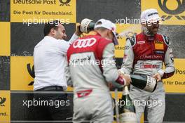 Podium: Race winner Rene Rast (GER) Audi Sport Team Rosberg, Audi RS 5 DTM and third placed Nico Muller (SUI) Audi Sport Team Abt Sportsline, Audi RS 5 DTM celebrates with the champagne. 24.09.2017, DTM Round 8, Red Bull Ring Spielberg, Austria, Sunday.