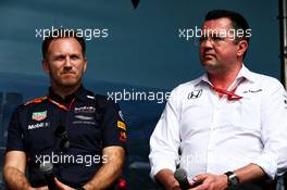 (L to R): Christian Horner (GBR) Red Bull Racing Team Principal with Eric Boullier (FRA) McLaren Racing Director. 24.03.2017. Formula 1 World Championship, Rd 1, Australian Grand Prix, Albert Park, Melbourne, Australia, Practice Day.