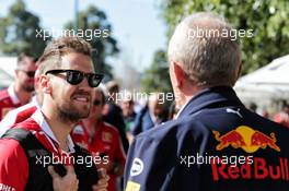 (L to R): Sebastian Vettel (GER) Ferrari with Dr Helmut Marko (AUT) Red Bull Motorsport Consultant. 24.03.2017. Formula 1 World Championship, Rd 1, Australian Grand Prix, Albert Park, Melbourne, Australia, Practice Day.
