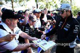 Sergio Perez (MEX) Sahara Force India F1 signs autographs for the fans. 24.03.2017. Formula 1 World Championship, Rd 1, Australian Grand Prix, Albert Park, Melbourne, Australia, Practice Day.