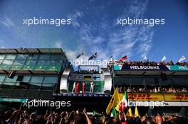 The podium: Lewis Hamilton (GBR) Mercedes AMG F1, second; Sebastian Vettel (GER) Ferrari, race winner; Valtteri Bottas (FIN) Mercedes AMG F1, third. 26.03.2017. Formula 1 World Championship, Rd 1, Australian Grand Prix, Albert Park, Melbourne, Australia, Race Day.