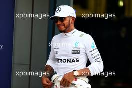 Lewis Hamilton (GBR) Mercedes AMG F1 celebrates his pole position in parc ferme. 25.03.2017. Formula 1 World Championship, Rd 1, Australian Grand Prix, Albert Park, Melbourne, Australia, Qualifying Day.