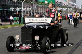 Kevin Magnussen (DEN) Haas F1 Team on the drivers parade. 26.03.2017. Formula 1 World Championship, Rd 1, Australian Grand Prix, Albert Park, Melbourne, Australia, Race Day.