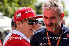 Kimi Raikkonen (FIN) Ferrari with Beat Zehnder (SUI) Sauber F1 Team Manager. 23.03.2017. Formula 1 World Championship, Rd 1, Australian Grand Prix, Albert Park, Melbourne, Australia, Preparation Day.