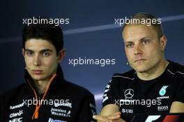 (L to R): Esteban Ocon (FRA) Sahara Force India F1 Team and Valtteri Bottas (FIN) Mercedes AMG F1 in the FIA Press Conference. 23.03.2017. Formula 1 World Championship, Rd 1, Australian Grand Prix, Albert Park, Melbourne, Australia, Preparation Day.