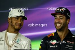 (L to R): Lewis Hamilton (GBR) Mercedes AMG F1 with Daniel Ricciardo (AUS) Red Bull Racing in the FIA Press Conference. 23.03.2017. Formula 1 World Championship, Rd 1, Australian Grand Prix, Albert Park, Melbourne, Australia, Preparation Day.