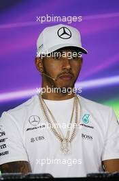 Lewis Hamilton (GBR) Mercedes AMG F1 in the FIA Press Conference. 23.03.2017. Formula 1 World Championship, Rd 1, Australian Grand Prix, Albert Park, Melbourne, Australia, Preparation Day.