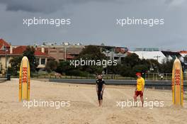 Daniil Kvyat (RUS) Scuderia Toro Rosso on St Kilda Beach with the St Kilda Lifesaving Club. 22.03.2017. Formula 1 World Championship, Rd 1, Australian Grand Prix, Albert Park, Melbourne, Australia, Preparation Day.