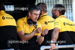 (L to R): Nick Chester (GBR) Renault Sport F1 Team Chassis Technical Director with Cyril Abiteboul (FRA) Renault Sport F1 Managing Director. 07.07.2017. Formula 1 World Championship, Rd 9, Austrian Grand Prix, Spielberg, Austria, Practice Day.