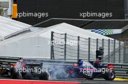 Daniil Kvyat (RUS) Scuderia Toro Rosso STR12, Carlos Sainz Jr (ESP) Scuderia Toro Rosso STR12, and Max Verstappen (NLD) Red Bull Racing RB13, crash at the start of the race. 09.07.2017. Formula 1 World Championship, Rd 9, Austrian Grand Prix, Spielberg, Austria, Race Day.