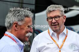 (L to R): Chase Carey (USA) Formula One Group Chairman with Ross Brawn (GBR) Managing Director, Motor Sports. 08.07.2017. Formula 1 World Championship, Rd 9, Austrian Grand Prix, Spielberg, Austria, Qualifying Day.