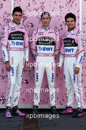 (L to R): Esteban Ocon (FRA) Sahara Force India F1 Team with Alfonso Celis Jr (MEX) Sahara Force India F1 Development Driver and Sergio Perez (MEX) Sahara Force India F1. 06.07.2017. Formula 1 World Championship, Rd 9, Austrian Grand Prix, Spielberg, Austria, Preparation Day.