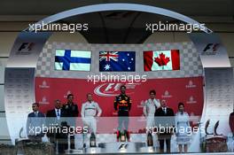 The podium (L to R): Valtteri Bottas (FIN) Mercedes AMG F1, second; Daniel Ricciardo (AUS) Red Bull Racing, race winner; Lance Stroll (CDN) Williams, third. 25.06.2017. Formula 1 World Championship, Rd 8, Azerbaijan Grand Prix, Baku Street Circuit, Azerbaijan, Race Day.