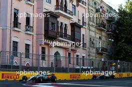 Valtteri Bottas (FIN) Mercedes AMG F1 W08 unlaps himself aheadf of team mate Lewis Hamilton (GBR) Mercedes AMG F1 W08. 25.06.2017. Formula 1 World Championship, Rd 8, Azerbaijan Grand Prix, Baku Street Circuit, Azerbaijan, Race Day.