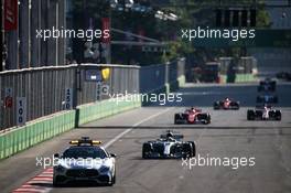 Lewis Hamilton (GBR) Mercedes AMG F1 W08 leads behind the FIA Safety Car. 25.06.2017. Formula 1 World Championship, Rd 8, Azerbaijan Grand Prix, Baku Street Circuit, Azerbaijan, Race Day.