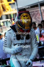 Lewis Hamilton (GBR) Mercedes AMG F1 celebrates his pole position in parc ferme. 24.06.2017. Formula 1 World Championship, Rd 8, Azerbaijan Grand Prix, Baku Street Circuit, Azerbaijan, Qualifying Day.