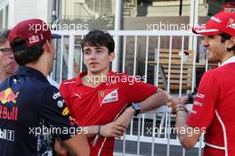 (L to R): Pierre Gasly (FRA) Red Bull Racing Third Driver with Charles Leclerc (MON) Ferrari Development Driver and Antonio Giovinazzi (ITA) Ferrari Development Driver. 24.06.2017. Formula 1 World Championship, Rd 8, Azerbaijan Grand Prix, Baku Street Circuit, Azerbaijan, Qualifying Day.