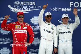 Pole for Lewis Hamilton (GBR) Mercedes AMG F1 W08, 2nd for Valtteri Bottas (FIN) Mercedes AMG F1 W08 and 3rd for Kimi Raikkonen (FIN) Ferrari SF70H. 24.06.2017. Formula 1 World Championship, Rd 8, Azerbaijan Grand Prix, Baku Street Circuit, Azerbaijan, Qualifying Day.